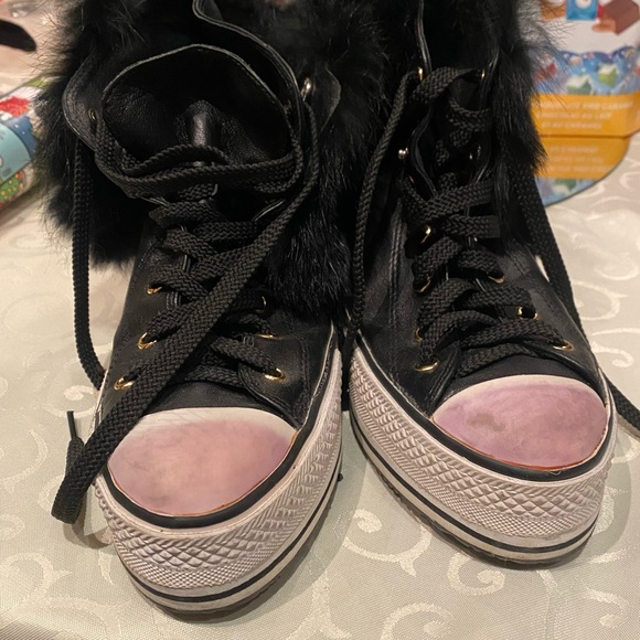 Rock and candy by ziti converse wedge shoes removable fur leather - Picture 8 of 9